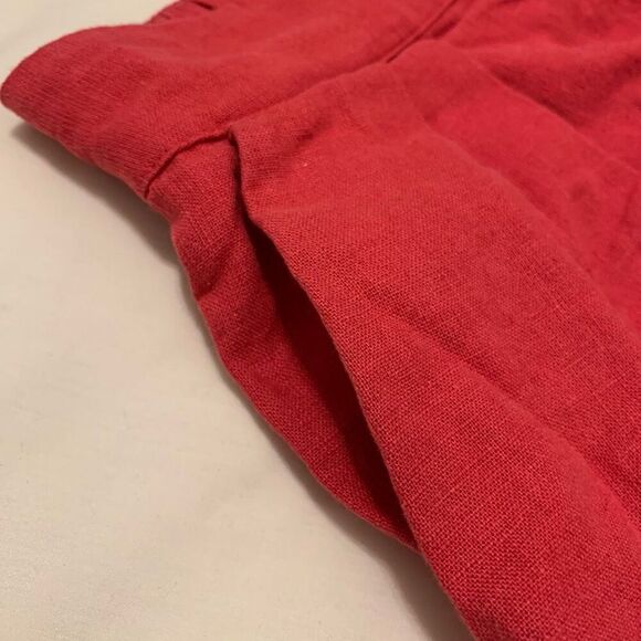 Abercrombie & Fitch Sz S linen blend high rise pleated pullover shorts pockets - Picture 4 of 6